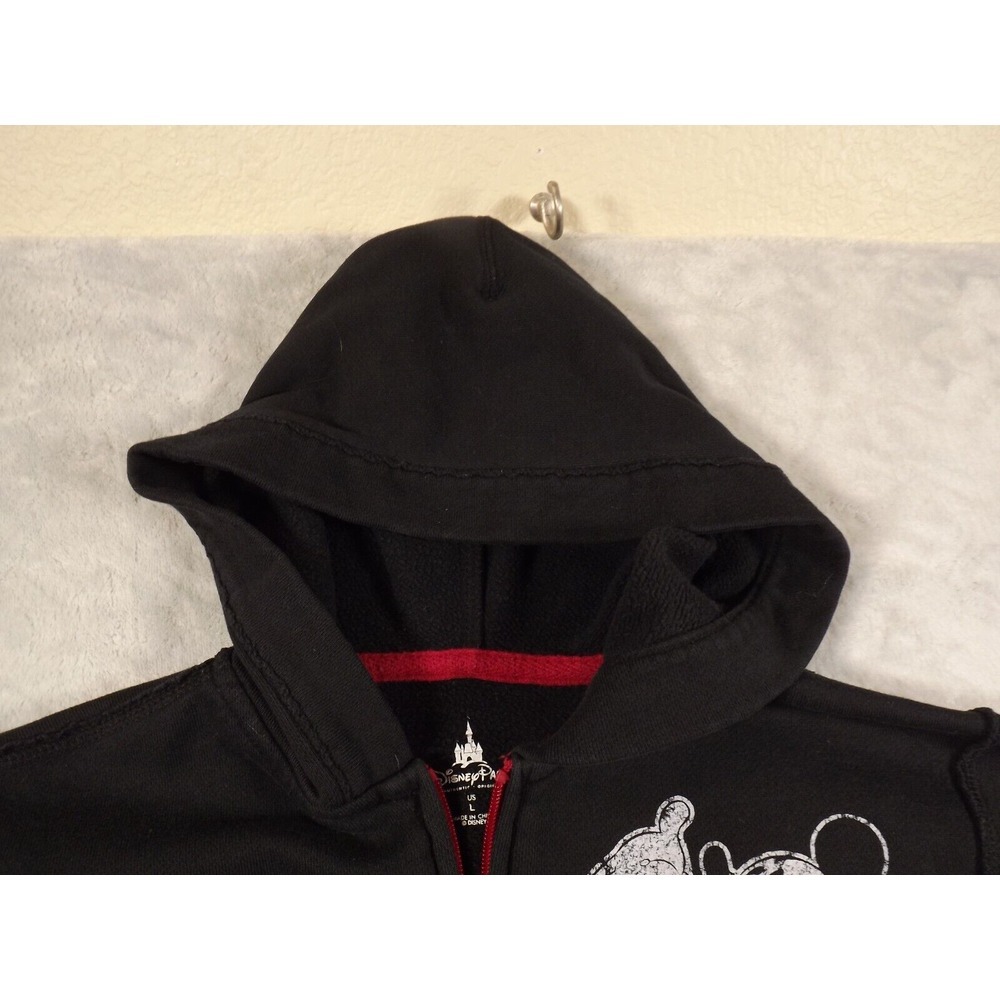 Disney Parks Hoodie Large Authentic Disneyland‎ Black Mikey Character Patches - Picture 4 of 12